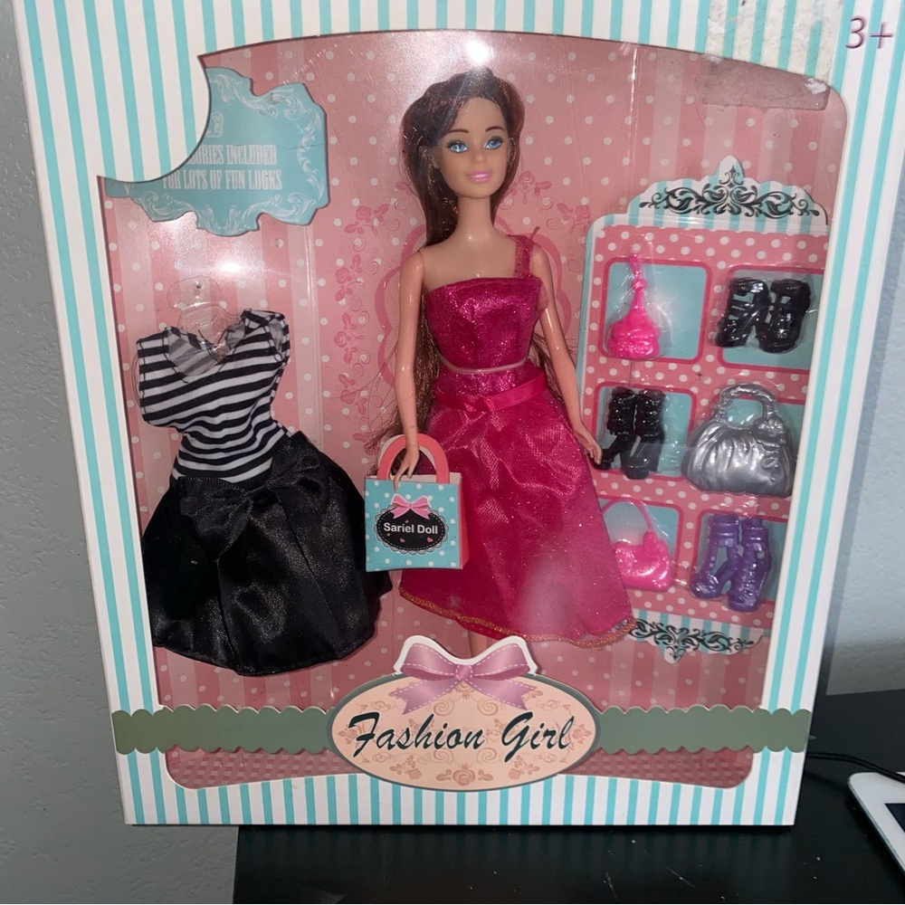 Fashion Girl Doll with Pink Dress and Accessories
